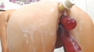 Tripla dildo assalto cremoso amatoriale squirt figa anale, tutto porno video